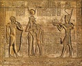 Hieroglyphic carvings in ancient egyptian temple