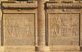 Hieroglyphic carvings in ancient egyptian temple Royalty Free Stock Photo