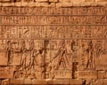 hieroglyphic carvings on the walls of an Ancient Egyptian Temple. Royalty Free Stock Photo