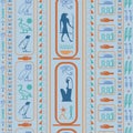 Hieroglyphic egyptian language symbols texture. Repeating ethnical fashion illustration