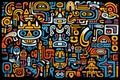 Hieroglyphic signs background in style of a native mesoamericans. Mayan, Aztec and Inca civilisation. Generative Ai