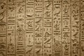 Hieroglyphics of ancient Egypt carved on sandstone wall Royalty Free Stock Photo