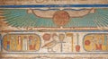 Hieroglyphic carving painting on an ancient egyptian temple wall Royalty Free Stock Photo