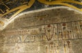 Hieroglyphic carvings in an ancient egyptian burial tomb