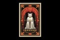 The hierophant Cat Tarot card illustration generative ai