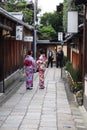 Higashiyama area with a couple wearing kimono