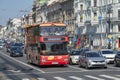 Higer KLQ6109GS double-decker sightseeing bus on Nevsky prospect. Saint-Petersburg