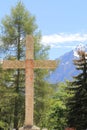 Cross at the churchyard of St FerrÃÂ©ol d`Huez church, France