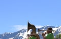 Dutch musicians during Alpe d`Huzes, a life changing experience in France Royalty Free Stock Photo
