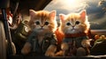 Rooftop Guardians: Two Adorable Kittens Protecting the City AI Generated