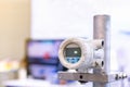 High accuracy and Modern flow transmitter set up on stand for measuring pressure viscosity density compressibility application for