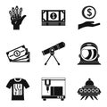 High adaptability icons set, simple style