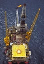 high aerial image of the Fortescue platform and flare boom on Bass Strait.