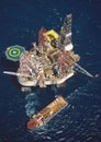 High aerial of the Monitor jackup rig on location. Royalty Free Stock Photo