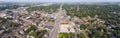 High aerial panorama of the small farming community of Madison, South Dakota