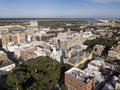 High aerial view of the historic area of downtown Savannah, Georgia, USA Royalty Free Stock Photo