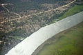 High aerial view of the White Nile River flowing through South Sudan