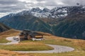 High Alpine Curvy Road in Austria Alps. Autumn Scenery at Grossglockner Alpine Road Royalty Free Stock Photo