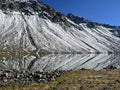 High alpine lake Lai da la Scotta (Schottensee or Schotten Lake) on the Swiss mountain road pass Fluela