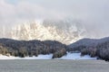 High Alpine resort St. Moritz at the lake St. Mortitz in winter. Canton of Graubuenden, Switzerland Royalty Free Stock Photo