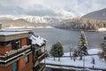 High Alpine resort town St. Moritz in winter. Canton of Graubuenden, Switzerland Royalty Free Stock Photo