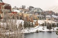 High Alpine resort town St. Moritz in winter. Canton of Graubuenden, Switzerland Royalty Free Stock Photo