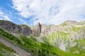 High altitude blue lake in idyllic uncontaminated environment once covered by glaciers. Summer adventures and exploration on the I