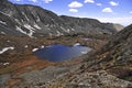 High altitude clear alpine lakes in the Rocky Mountains, as viewed from a mountain summit above. Royalty Free Stock Photo