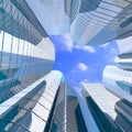 High-altitude glass buildings and clouds Royalty Free Stock Photo