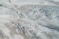 High altitude mountain glacier with lots of cravasses