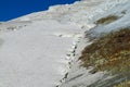 High altitude mountain glacier with lots of cravasses