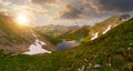 High altitude mountain lake at sunset Royalty Free Stock Photo