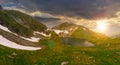 High altitude mountain lake at sunset Royalty Free Stock Photo