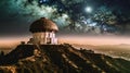 A high-altitude observatory under an unusual night sky Royalty Free Stock Photo