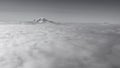 High altitude profile view of Mount Rainier St. Helens