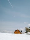 High altitude vertical mountain landscape at winter