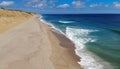 Aerial at Wellfleet, Cape Cod Showing the National Seashore and an Empty Beach Royalty Free Stock Photo