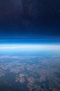 High altitude view between sky and space , in to the dark Royalty Free Stock Photo