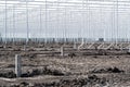 High aluminium piles are erected to build a greenhouse