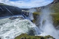 High angel shot of a beautiful Gullfoss waterfall in Iceland