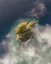 High angle aerial drone view of Arkhurst Island, a small islet next to Hayman Island in the Whitsunday Islands Group Royalty Free Stock Photo