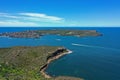 High angle aerial drone view of Dobroyd Head in the suburb of Balgowlah Heights, Sydney, New South Wales, Australia. Manly and Royalty Free Stock Photo