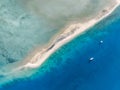 High angle aerial drone view of Langford Island`s sandspit or sandbar, a small islet near Hayman Island in the Whitsunday Islands Royalty Free Stock Photo