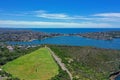 High angle aerial drone view of Tania Park in the suburb of Balgowlah Heights, Sydney, New South Wales, Australia. Manly and Royalty Free Stock Photo