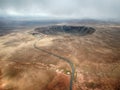 High angle aerial of Meteor Crater, Arizona. Royalty Free Stock Photo