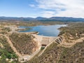 High angle aerial view of Cotter Dam and Cotter reservoir, a supply source of potable water for the city of Canberra Royalty Free Stock Photo