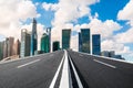 High angle architecture landscape and empty road in Shanghai