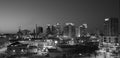 Black and White Landscape View of Downtown Birmingham Royalty Free Stock Photo