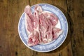 High Angle Cl Raw Lamb Fillets on old Wooden. Royalty Free Stock Photo