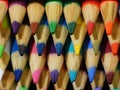 High angle close up of colored pencil points. Royalty Free Stock Photo